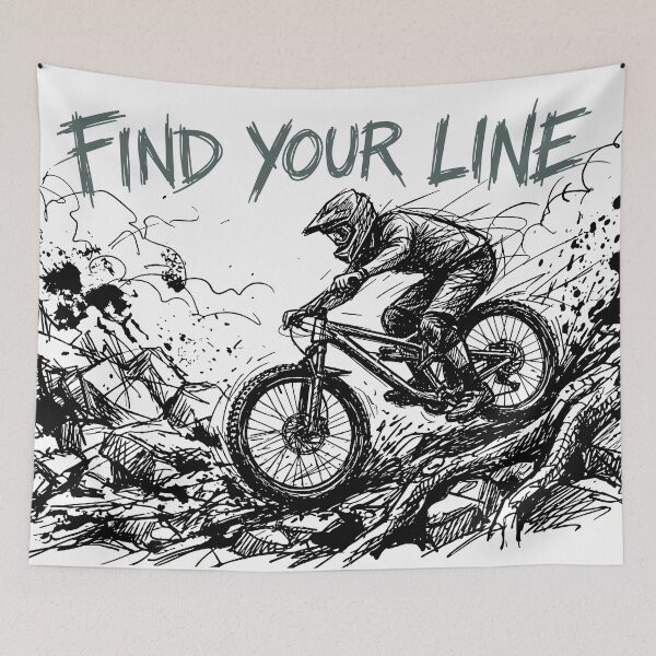 Item preview, Mountainbike MTB bike Sketch, Mountainbike Downhill, Minimalist Line Art Tee, Black And White Casual Style, Breathable And Comfortable designed and sold by PINEZKA_DESIGN.