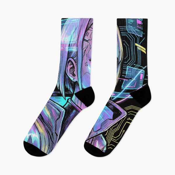 Item preview, Cyberpunk Edgerunners Lucy Black Knee High Boots Netrunner Design designed and sold by Senpaiwaves.