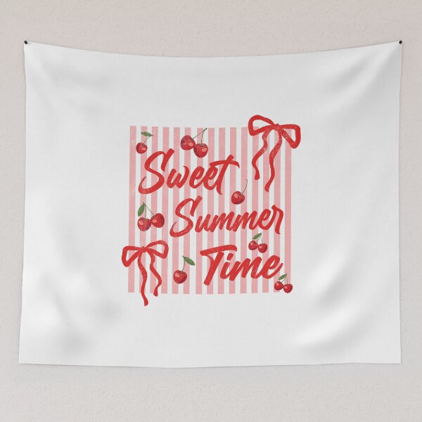 Item preview, Couquette Cherry Striped Sweet Summer Time, Girly Summer designed and sold by vintagearttee.