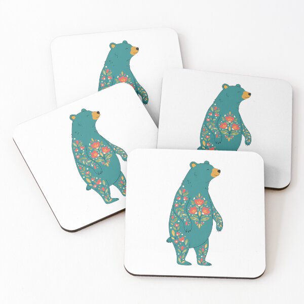 Item preview, Floral Folk Art Brown Bear – Scandinavian Folk Art by heidiannemorris © designed and sold by FOLK ART FUSION by heidiannemorris.