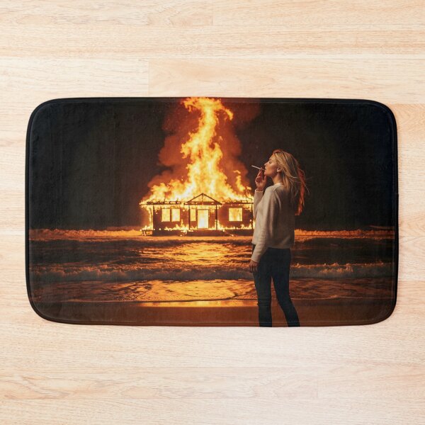 Item preview, Calm in Chaos Woman Watching Burning Beach House Night. designed and sold by Spark2Seduction.