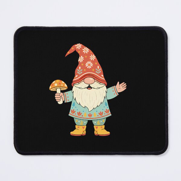 Item preview, Floral Folk Art Gnome Holding a Mushroom – Scandinavian Folk Art by heidiannemorris © designed and sold by FOLK ART FUSION by heidiannemorris.