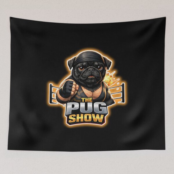 Item preview, The Pug Show Funny Wrestling Dog Design | Black Pug Meme | Cartoon Pug Wrestler designed and sold by ☆ CR4ZIIB4BII ☆.