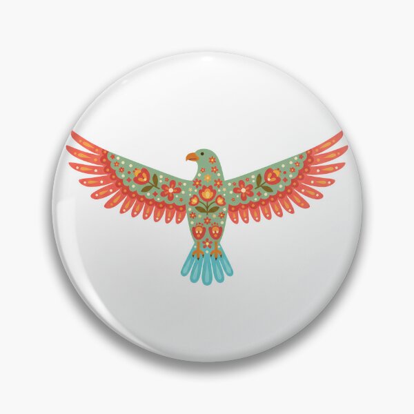 Item preview, Floral Folk Art Golden Eagle with Wings Extended – Scandinavian Folk Art by heidiannemorris © designed and sold by FOLK ART FUSION by heidiannemorris.