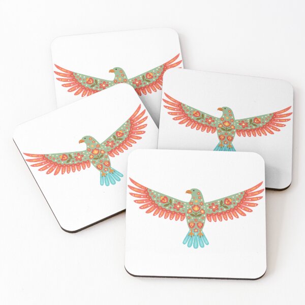 Item preview, Floral Folk Art Golden Eagle with Wings Extended – Scandinavian Folk Art by heidiannemorris © designed and sold by FOLK ART FUSION by heidiannemorris.