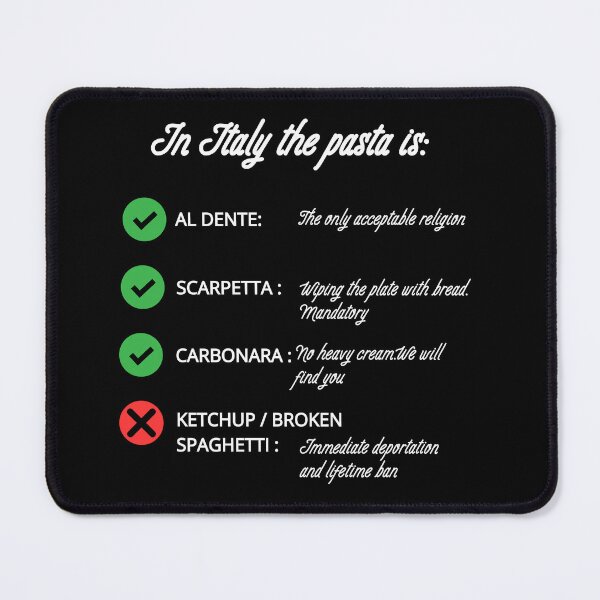 Item preview, Funny Italian Food Rules Pasta Checklist Meme Black Version designed and sold by TheItaliandilemma.