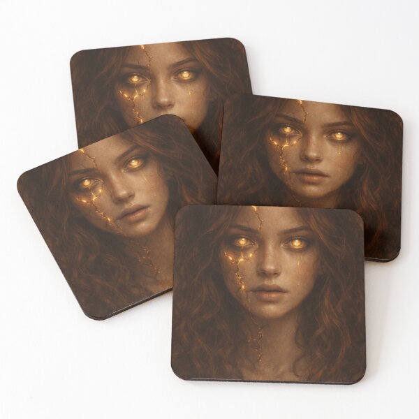 Item preview, Cracked Soul – Glowing Eyes Dark Feminine Portrait designed and sold by TheLoopStories.
