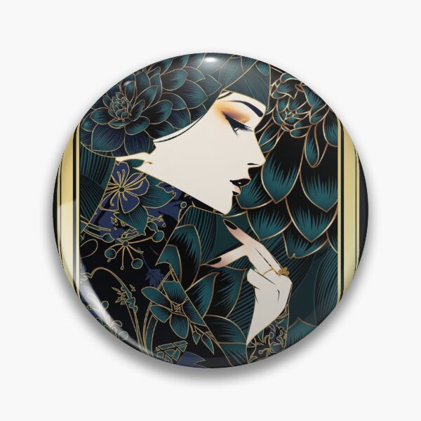 Item preview, Art Deco Elegance Emerald Floral Portrait designed and sold by KireaDesigns.