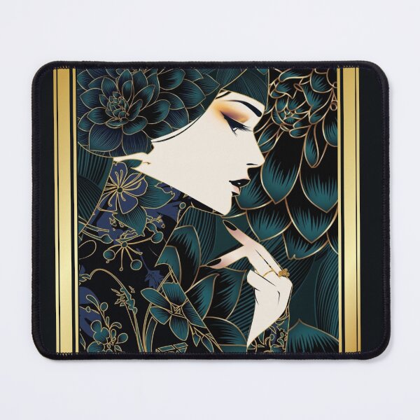Item preview, Art Deco Elegance Emerald Floral Portrait designed and sold by KireaDesigns.