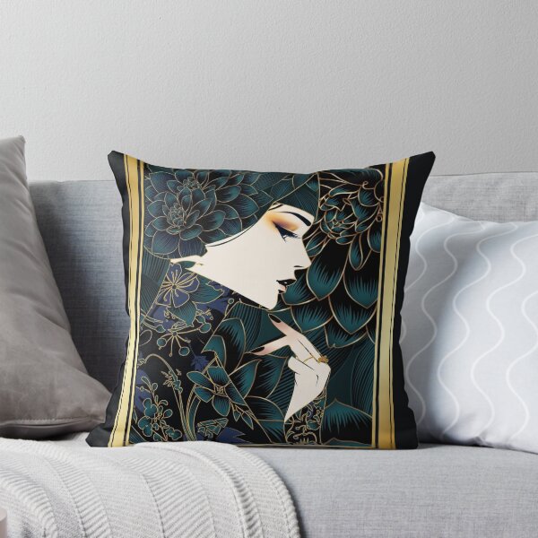 Item preview, Art Deco Elegance Emerald Floral Portrait designed and sold by KireaDesigns.
