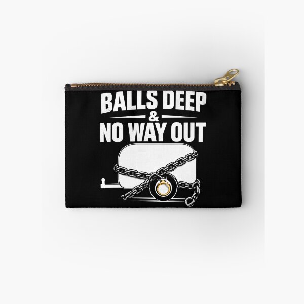 Item preview, Balls Deep No Way Out Funny Wedding Shirt Bachelor Party Groom Humor Just Hitched Gift designed and sold by VibeOffline Studio.