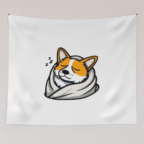 Item preview, Sleepy Corgi Cartoon Illustration | Cute Cozy Dog Relaxing Aesthetic designed and sold by StickerHavenn.