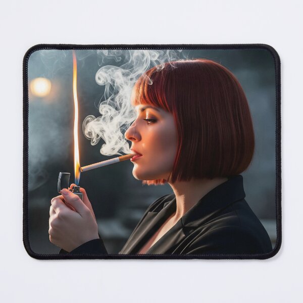 Item preview, Woman Indulgently Lighting up and Smoking. designed and sold by Spark2Seduction.