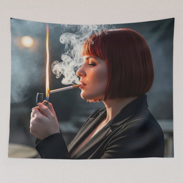 Item preview, Woman Indulgently Lighting up and  Smoking. designed and sold by Spark2Seduction.