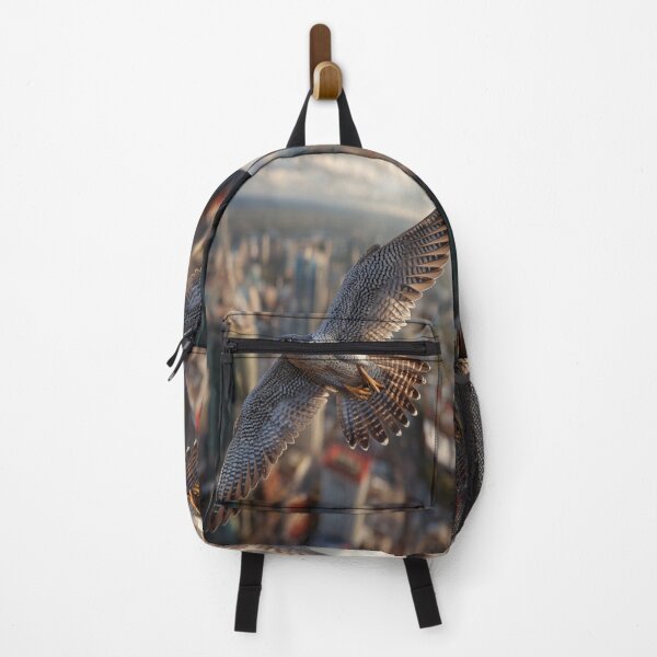 Item preview, A Peregrine Falcon mid-dive over a city skyline, Birds in Motion designed and sold by CDC40.