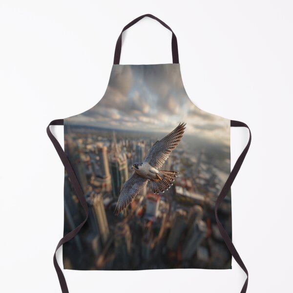 Item preview, A Peregrine Falcon mid-dive over a city skyline, Birds in Motion designed and sold by CDC40.