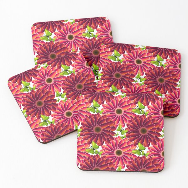 Item preview, Bold Floral Pattern with Butterflies | Vibrant Red Orange Flowers on Black | Seamless Botanical Design designed and sold by HopeAndHustle.