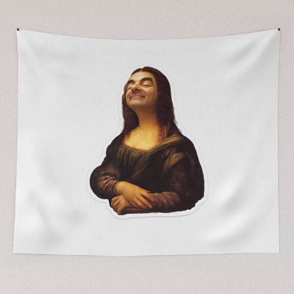Item preview, Funny Mona Lisa Mr Bean Style Sticker | Classic Art Meme Sticker designed and sold by ClickToSticker.