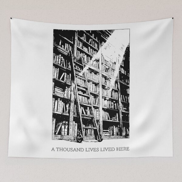 Item preview, Towering Shelves & Rolling Ladder - Dark Academia Vintage Library designed and sold by bapupa.