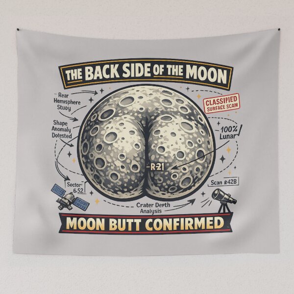 Item preview, Moon Butt Confirmed Funny Back Side of the Moon Conspiracy Design designed and sold by ShineEyePirate.