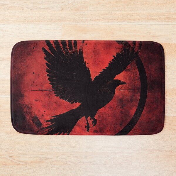 Item preview, Black Ancient Flying Raven Emblem On Red Background designed and sold by GrinGalore.