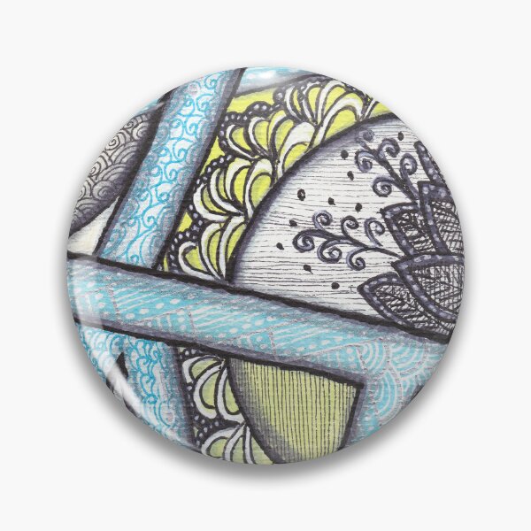 Item preview, Blue Green Geometric Zentangle Pattern designed and sold by ColorWander.
