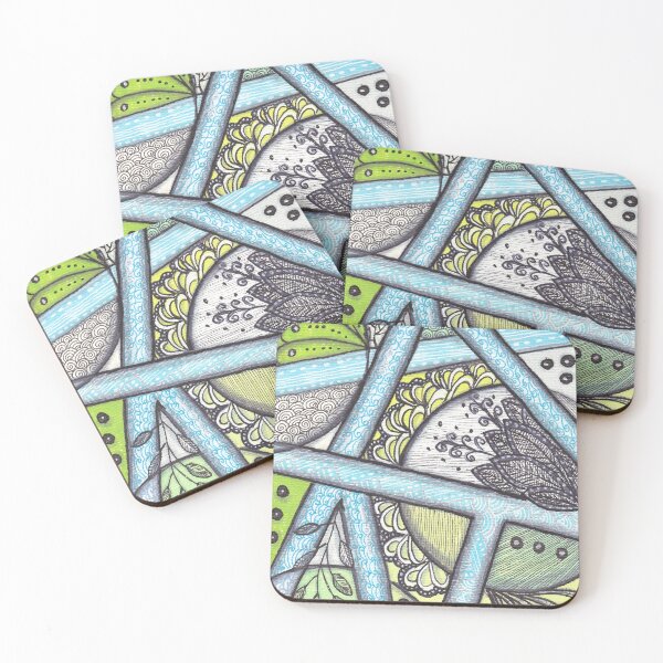 Item preview, Blue Green Geometric Zentangle Pattern designed and sold by ColorWander.