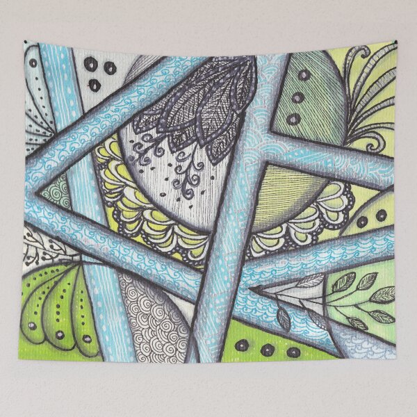 Item preview, Blue Green Geometric Zentangle Pattern designed and sold by ColorWander.
