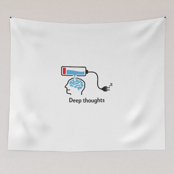 Item preview, Deep Thoughts Low Battery Brain Design | Mental Exhaustion Funny Minimalist Art | Overthinking Concept designed and sold by CosmicSplendor.