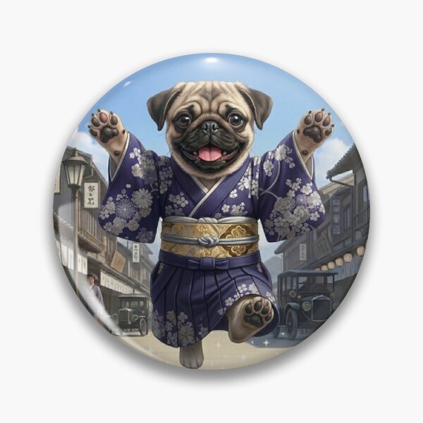 Item preview, Vintage Kimono Pug: Adorable Stroll in Old Japan designed and sold by TORAKICHIYA.