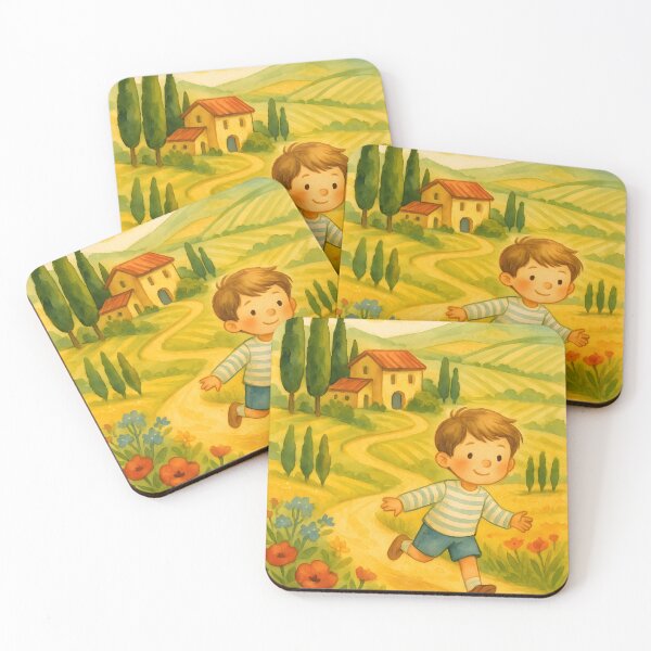 Item preview, Whimsical Countryside Wall Art, Watercolor Child Running Landscape Print, Storybook Nursery Decor designed and sold by LoveNurseries.