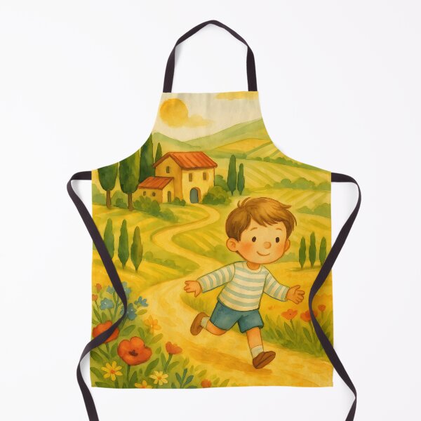 Item preview, Whimsical Countryside Wall Art, Watercolor Child Running Landscape Print, Storybook Nursery Decor designed and sold by LoveNurseries.