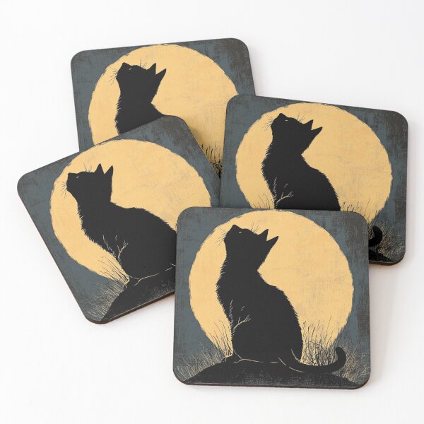 Item preview, Black Cat Silhouette Behind The Moon On The Hill designed and sold by GrinGalore.