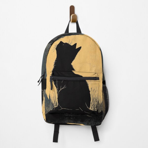 Item preview, Black Cat Silhouette Behind The Moon On The Hill designed and sold by GrinGalore.
