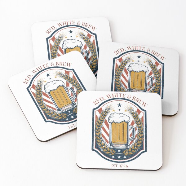 Item preview,  Red White and Brew Funny Retro 4th of July Beer Label BBQ designed and sold by BoxofMoments.