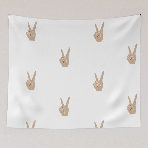 Item preview, Minimalist Peace Hand Sign with Red Nail Polish designed and sold by meri3465.