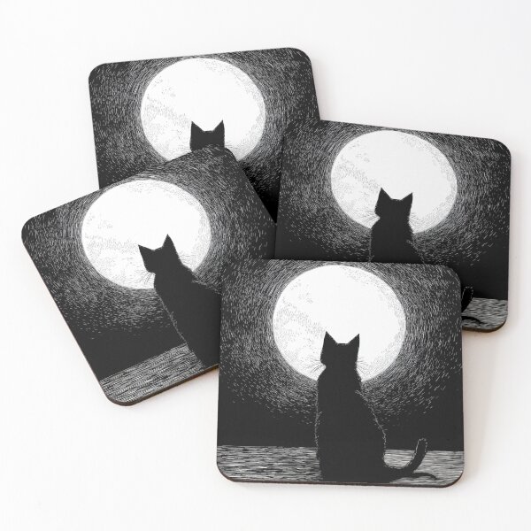 Item preview, Black Cat Silhouette Behind The Moonlight designed and sold by GrinGalore.