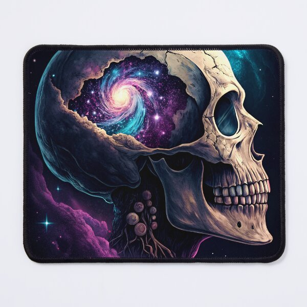 Item preview, Cosmic Galaxy Skull Dark Aesthetic – Neon Space Skull Art Sticker & T-Shirt Design designed and sold by Studio Atharv.