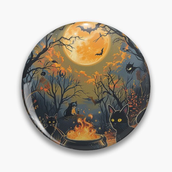 Item preview,  Autumn Dark Forest Halloween Scene Black Cats Occult designed and sold by GrinGalore.