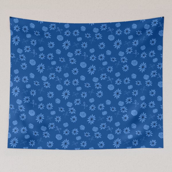 Aperçu de l'œuvre Motif Floral Bleu Monochrome Minimaliste créée et vendue par Eri Atelier.