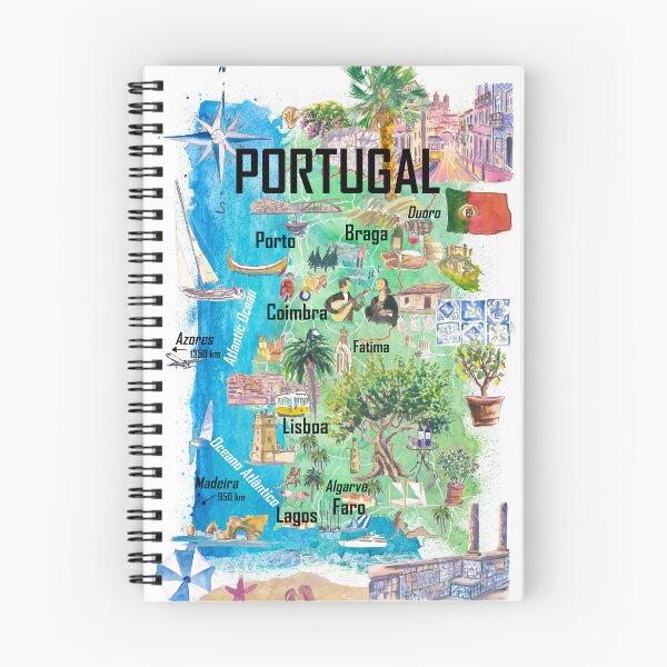 Item preview, Portugal Illustrated Map Travel Art with Touristic Highlights designed and sold by artshop77.