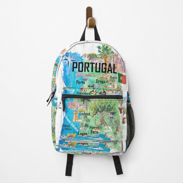 Item preview, Portugal Illustrated Map Travel Art with Touristic Highlights designed and sold by artshop77.