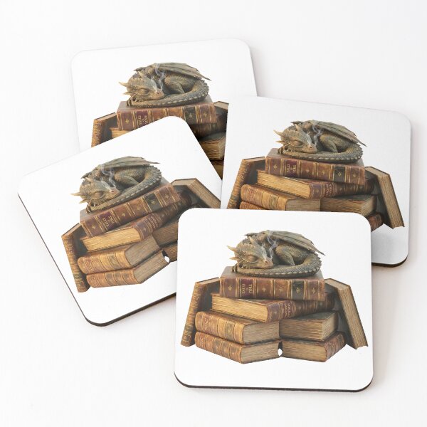 Item preview, cute fantasy book reading dragon designed and sold by ArtivioShop.