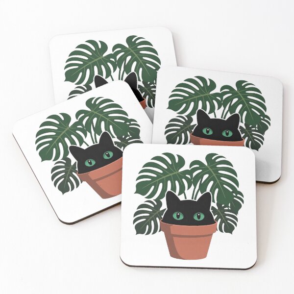 Item preview, Black Cat in Monstera designed and sold by WikaKowalczyk.
