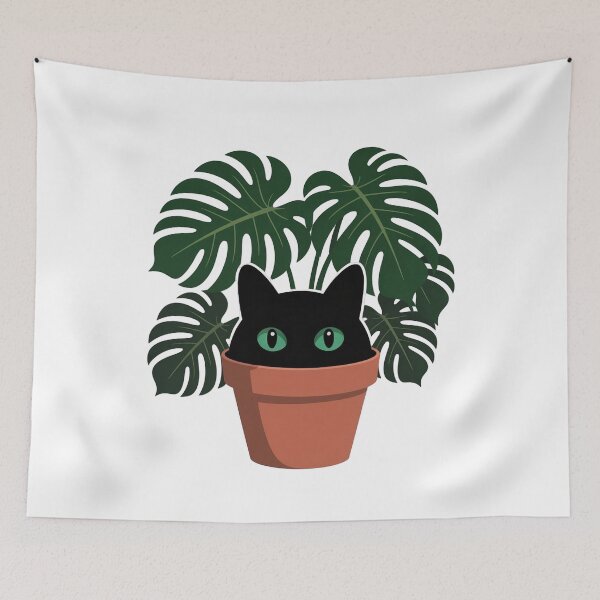 Item preview, Black Cat in Monstera designed and sold by WikaKowalczyk.