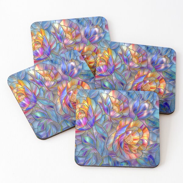 Item preview, Vibrant Peonies Stained Glass Art designed and sold by MargaretWiktor.