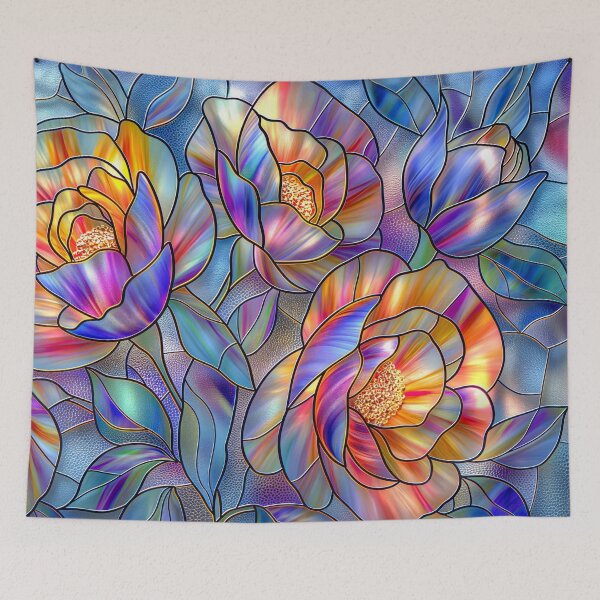 Item preview, Vibrant Peonies Stained Glass Art designed and sold by MargaretWiktor.