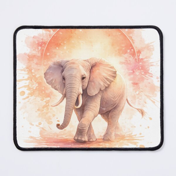 Item preview, Dreamy Watercolor Elephant Walking Through Glowing Pastel Sunset designed and sold by rajasekhark.