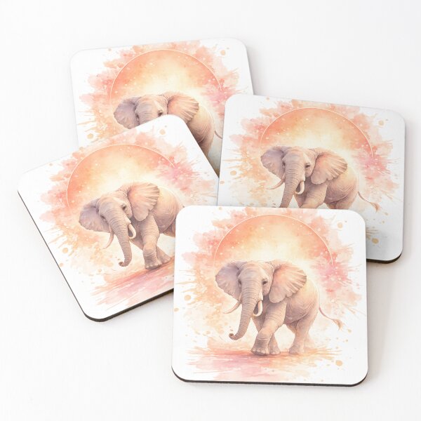 Item preview, Dreamy Watercolor Elephant Walking Through Glowing Pastel Sunset designed and sold by rajasekhark.