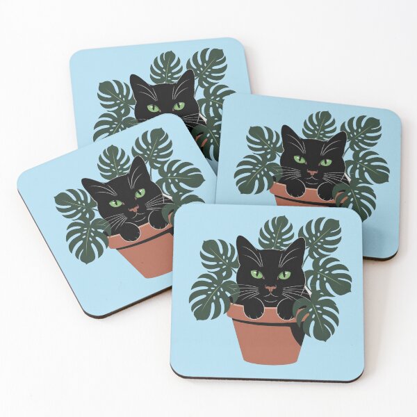 Item preview, Black Cat in Monstera designed and sold by WikaKowalczyk.